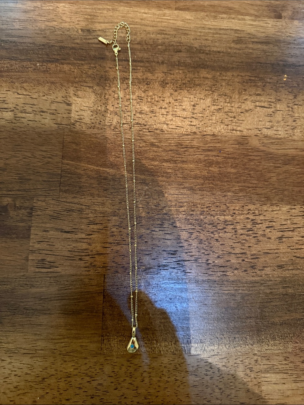 Atolea Gold Teardrop Necklace with Blue Accent - Picture 3 of 5